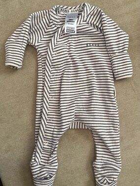 Bonds Striped Footed One-Piece in Navy and White